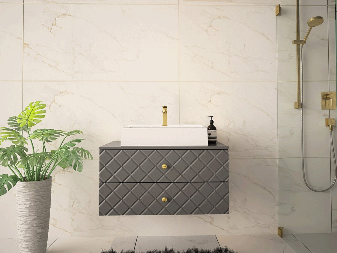 Meuble mural salle de bains Mircalu 100 (Gris)