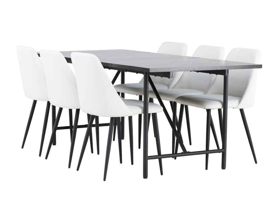 Salle à manger complète Dallas 3960 (Blanc + Noir)