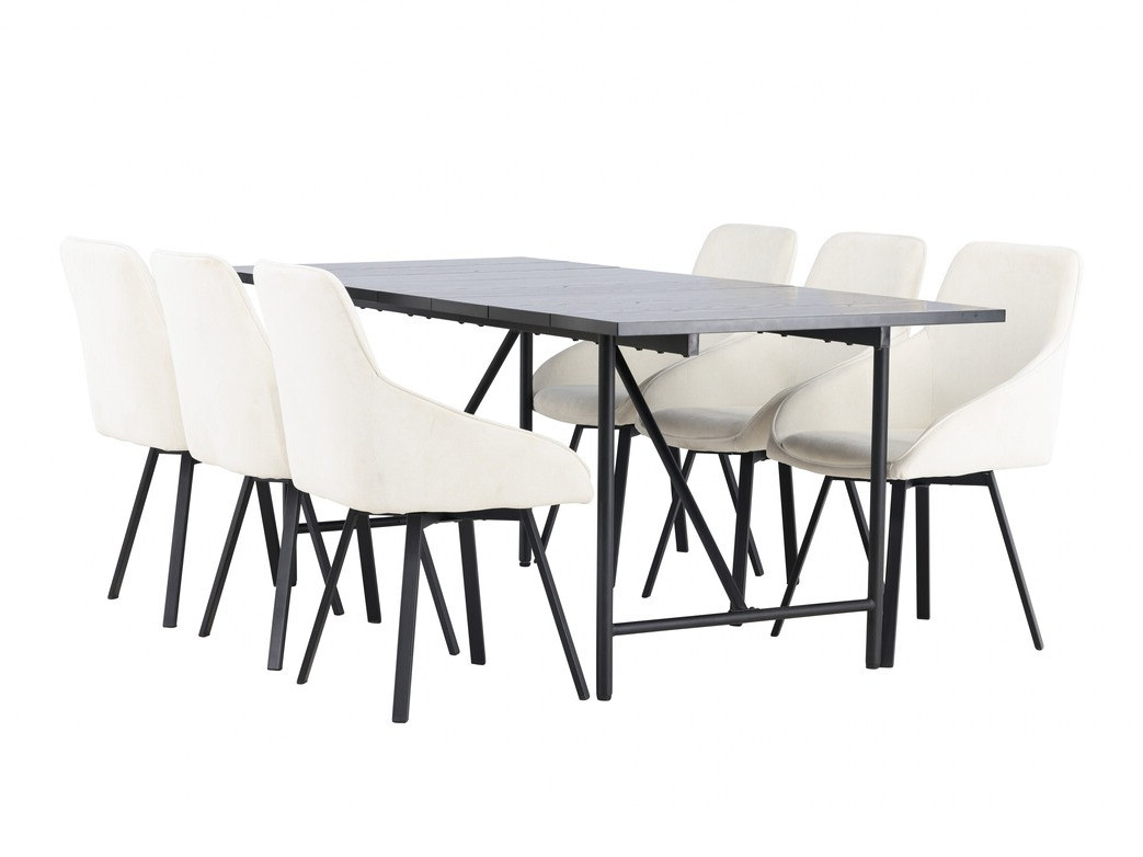 Salle à manger complète Dallas 3963 (Blanc + Noir)
