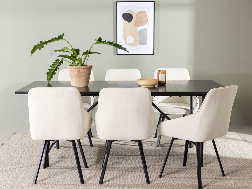 Salle à manger complète Dallas 3963 (Blanc + Noir)