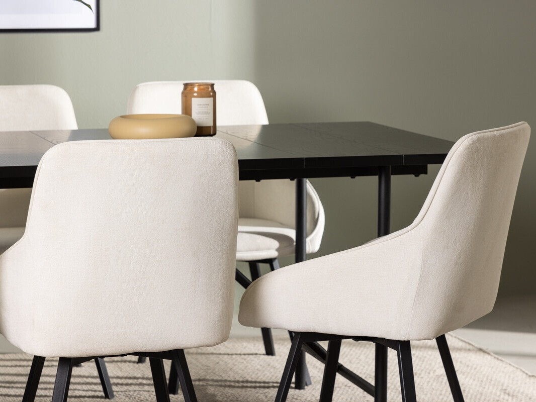 Salle à manger complète Dallas 3963 (Blanc + Noir)