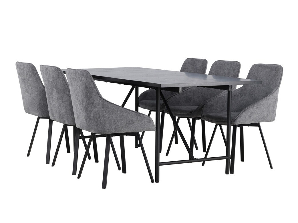 Salle à manger complète Dallas 3963 (Gris + Noir)