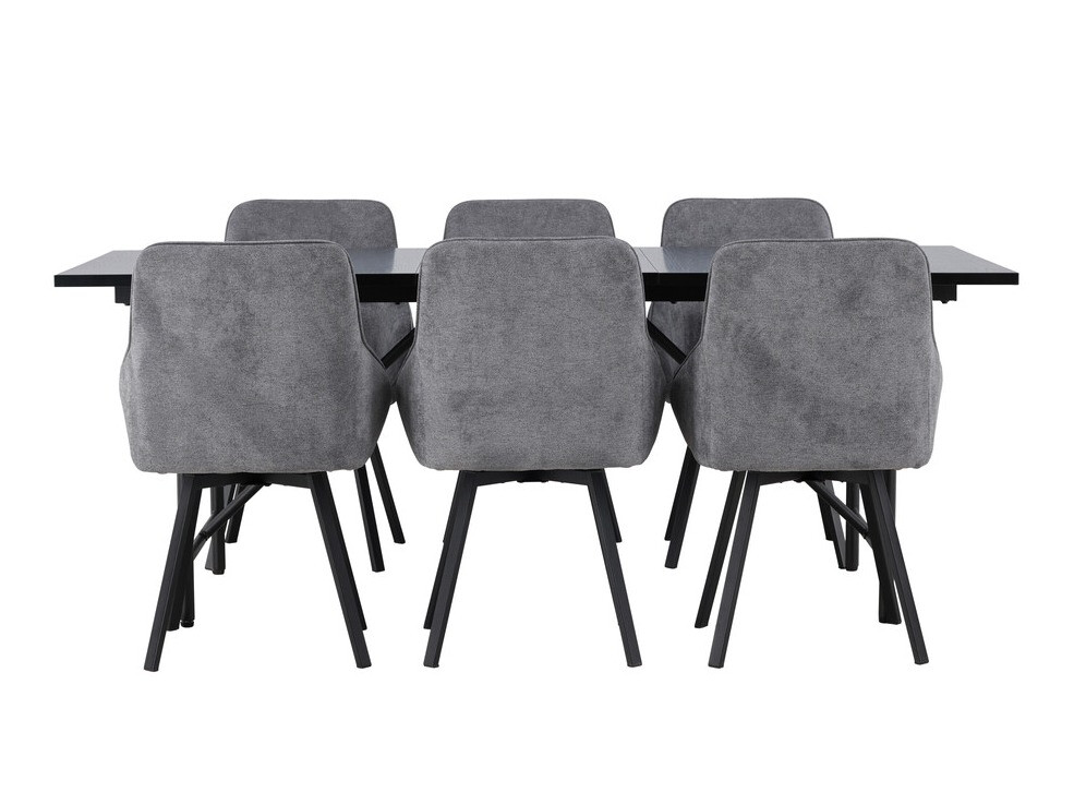 Salle à manger complète Dallas 3963 (Gris + Noir)