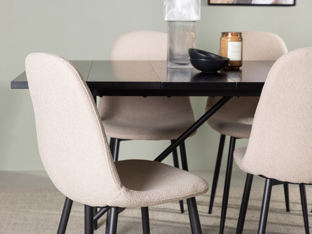 Salle à manger complète Dallas 3964 (Beige + Noir)