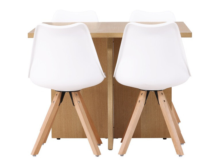Salle à manger complète Dallas 4001 (Blanc + Clair bois)