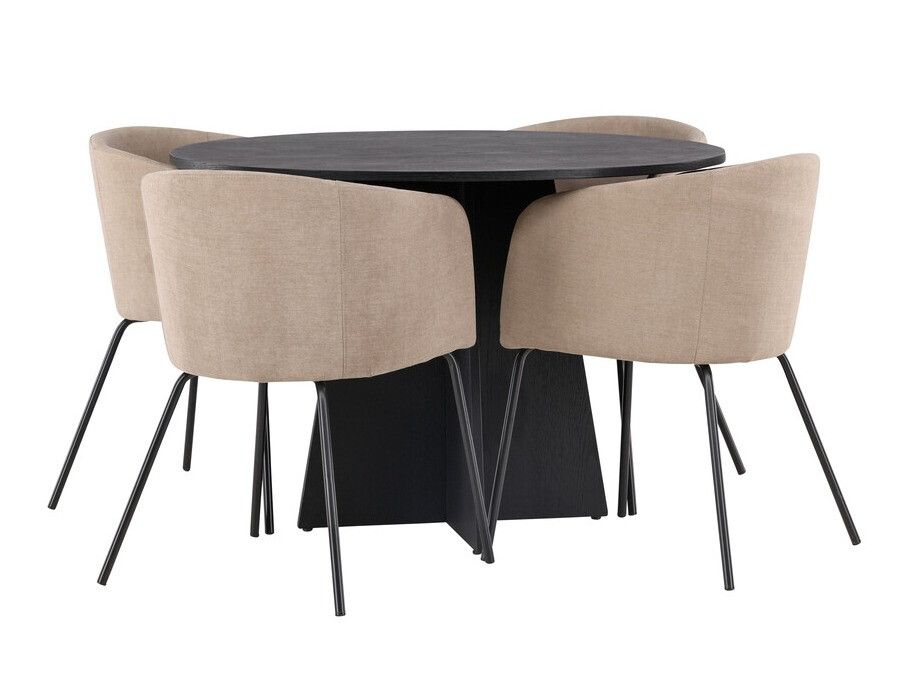 Salle à manger complète Dallas 4006 (Beige + Noir)