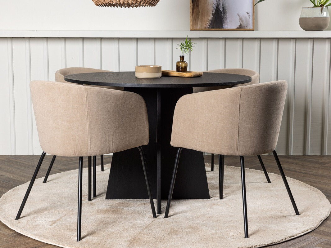 Salle à manger complète Dallas 4006 (Beige + Noir)