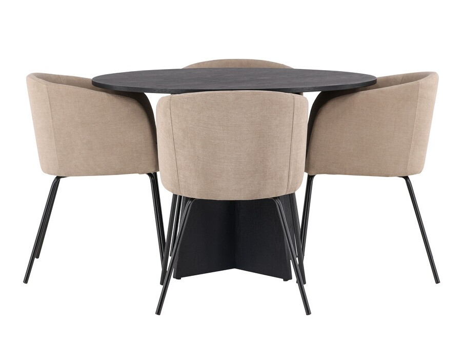 Salle à manger complète Dallas 4006 (Beige + Noir)
