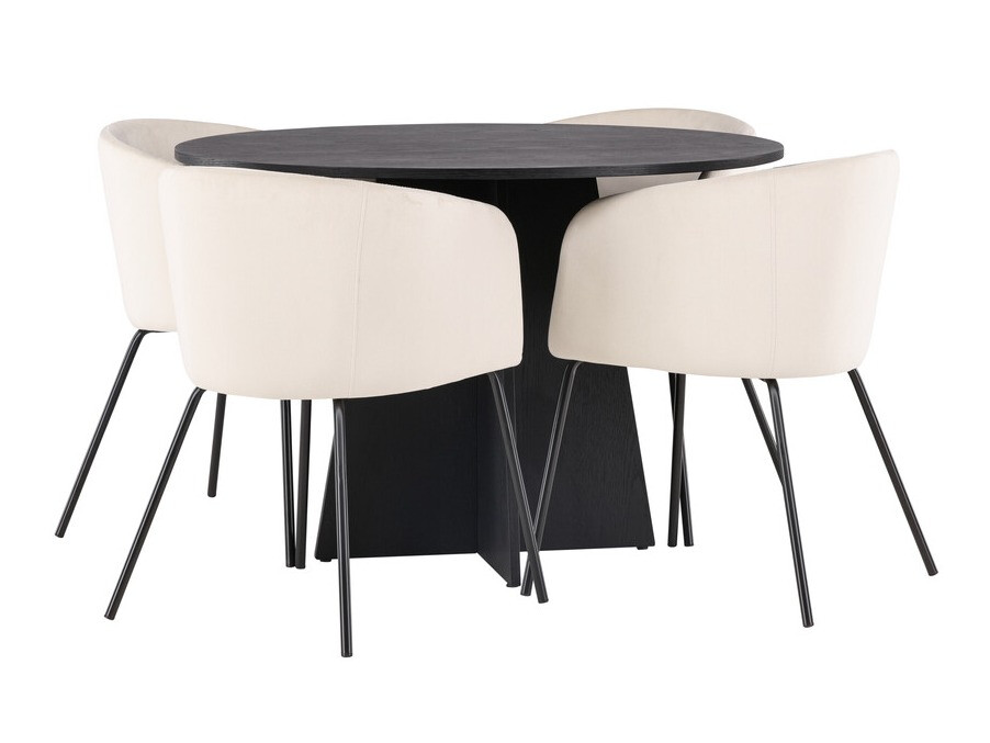 Salle à manger complète Dallas 4006 (Crème + Noir)