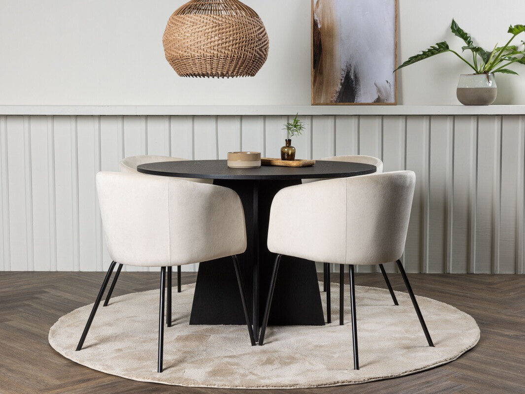 Salle à manger complète Dallas 4006 (Crème + Noir)
