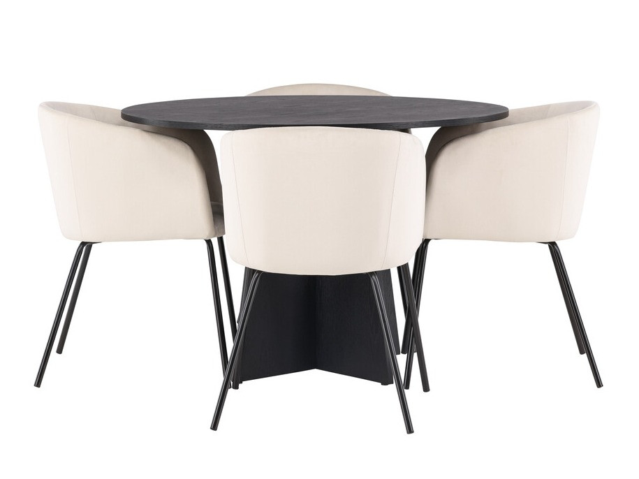 Salle à manger complète Dallas 4006 (Crème + Noir)