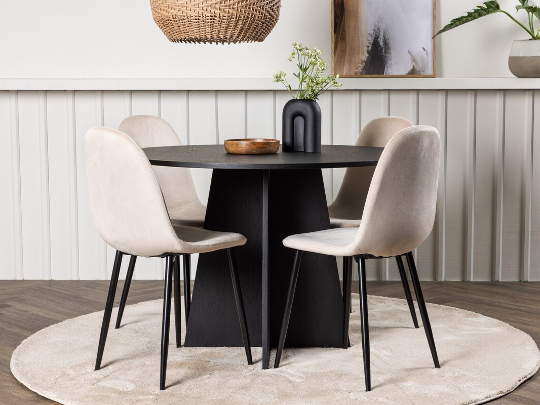 Salle à manger complète Dallas 4008 (Beige + Noir)