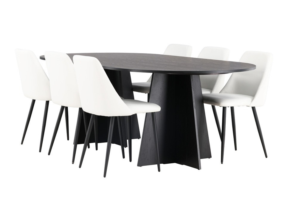 Salle à manger complète Dallas 4020 (Blanc + Noir)