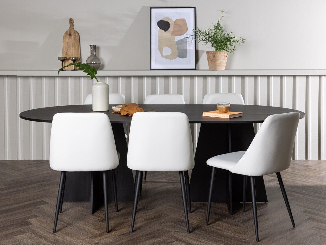 Salle à manger complète Dallas 4020 (Blanc + Noir)