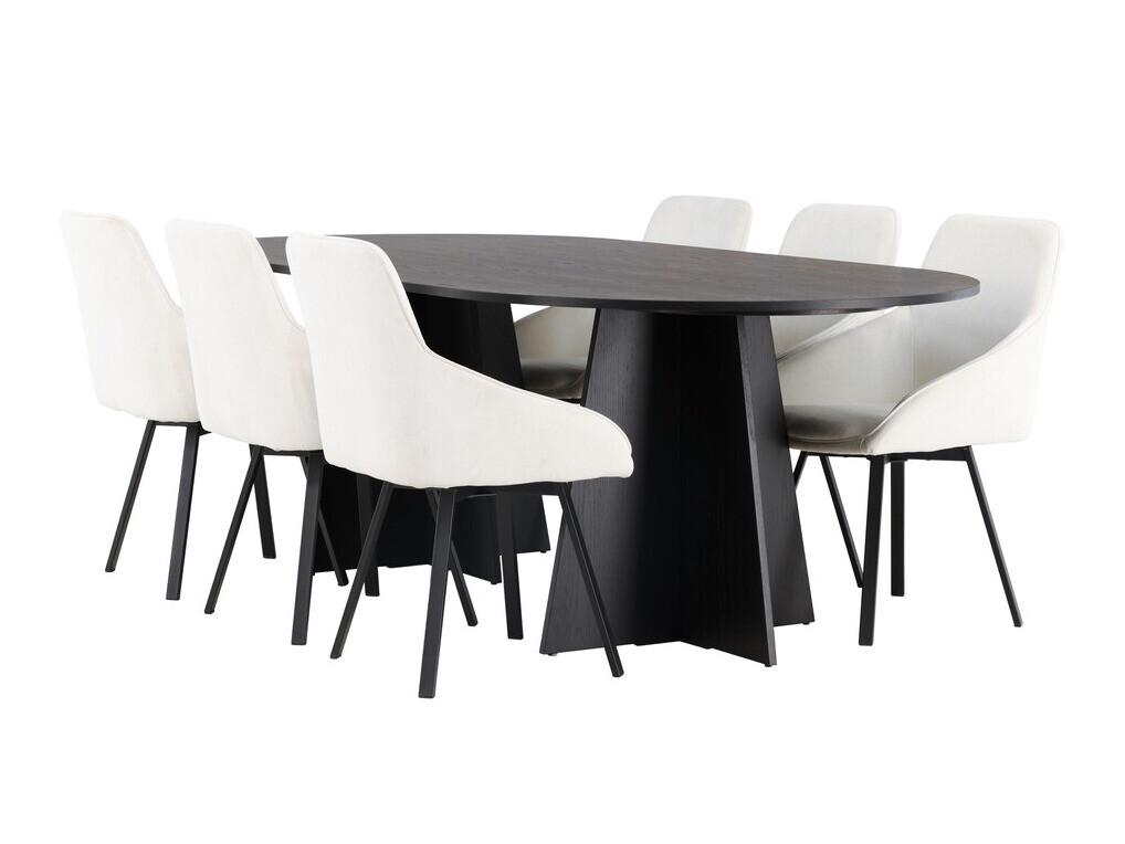 Salle à manger complète Dallas 4021 (Beige + Noir)