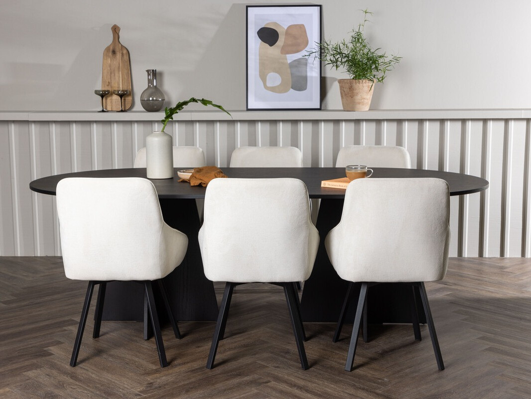 Salle à manger complète Dallas 4021 (Beige + Noir)
