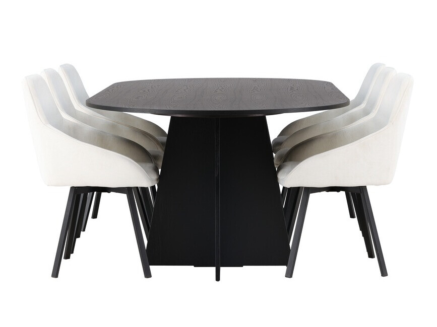 Salle à manger complète Dallas 4021 (Beige + Noir)