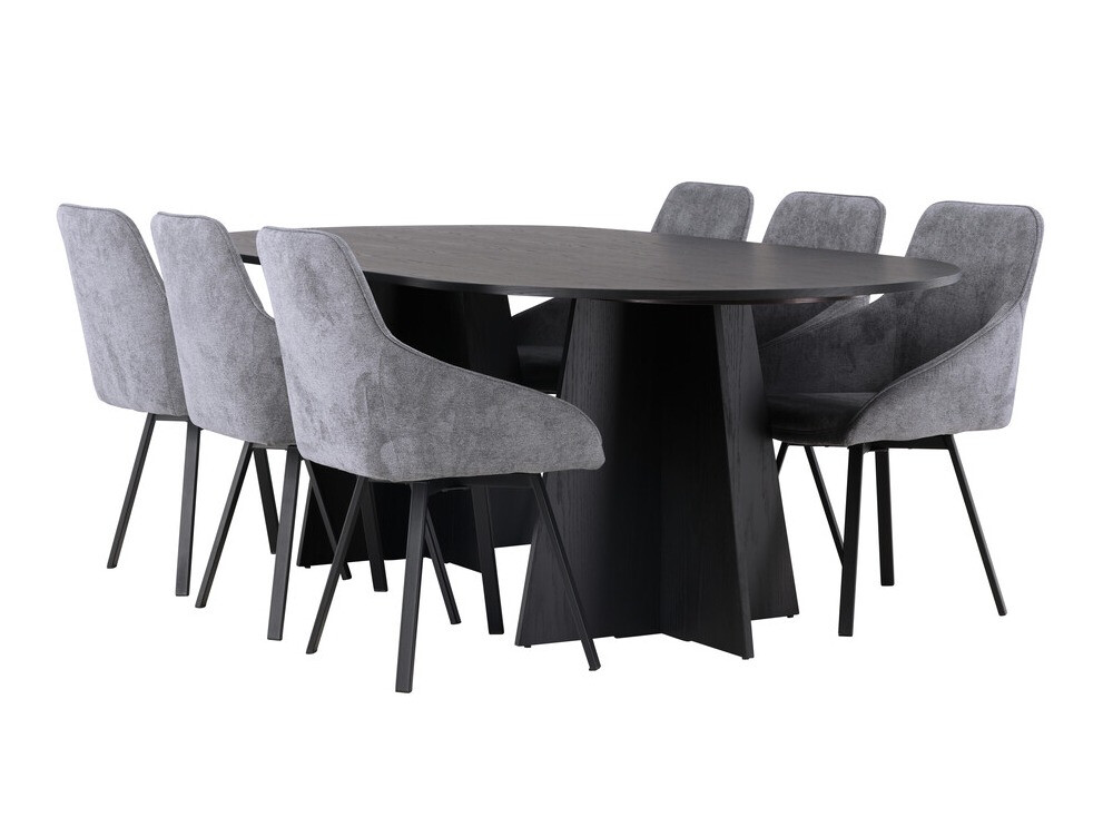 Salle à manger complète Dallas 4021 (Gris + Noir)