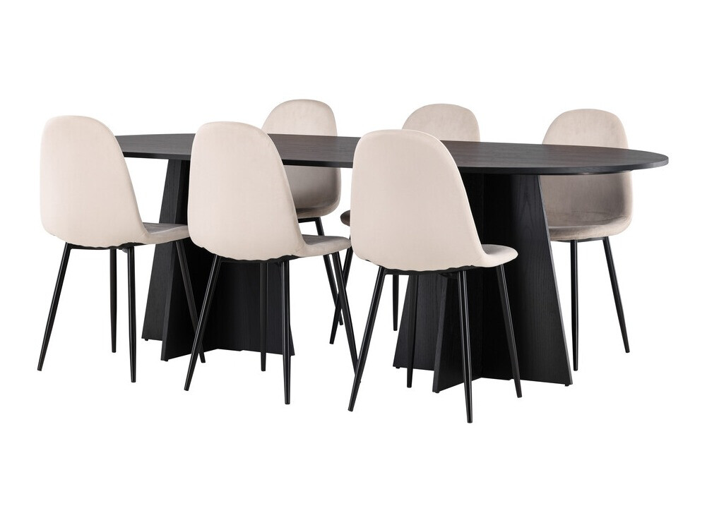Salle à manger complète Dallas 4032 (Beige + Noir)