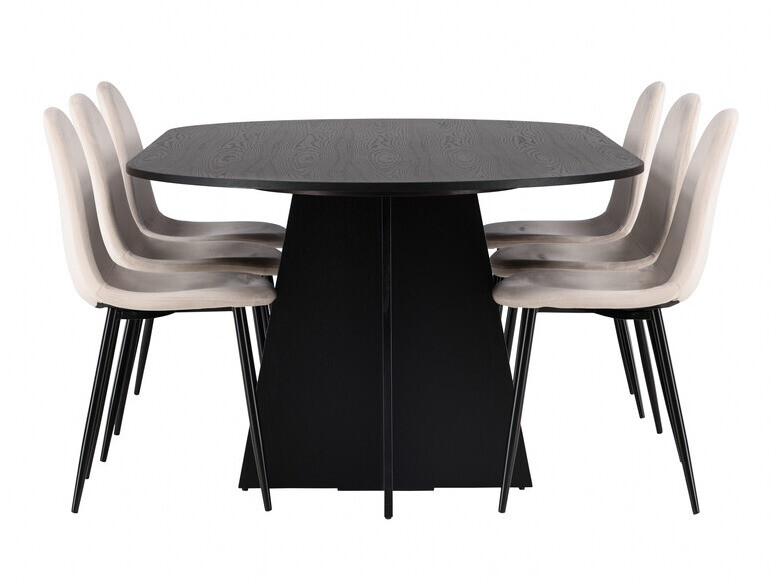 Salle à manger complète Dallas 4032 (Beige + Noir)