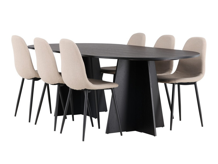 Salle à manger complète Dallas 4033 (Beige + Noir)