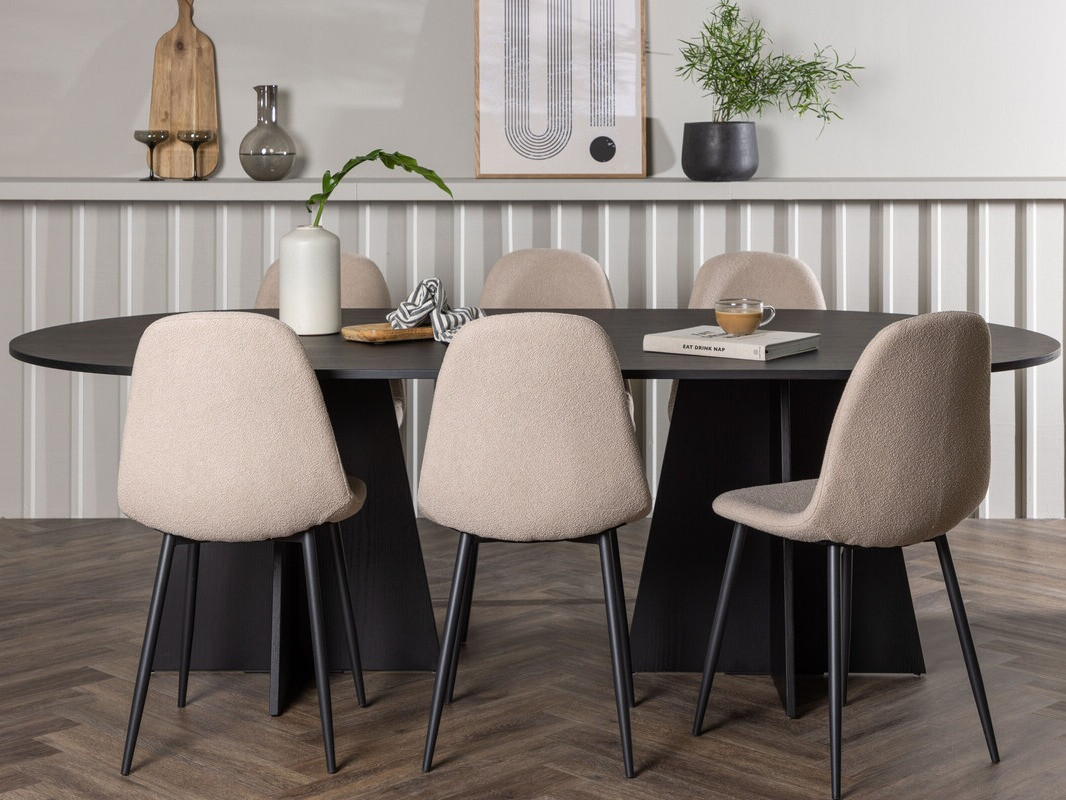 Salle à manger complète Dallas 4033 (Beige + Noir)