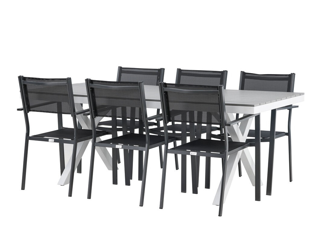Ensemble table et chaises Dallas 4037 (Gris + Blanc)