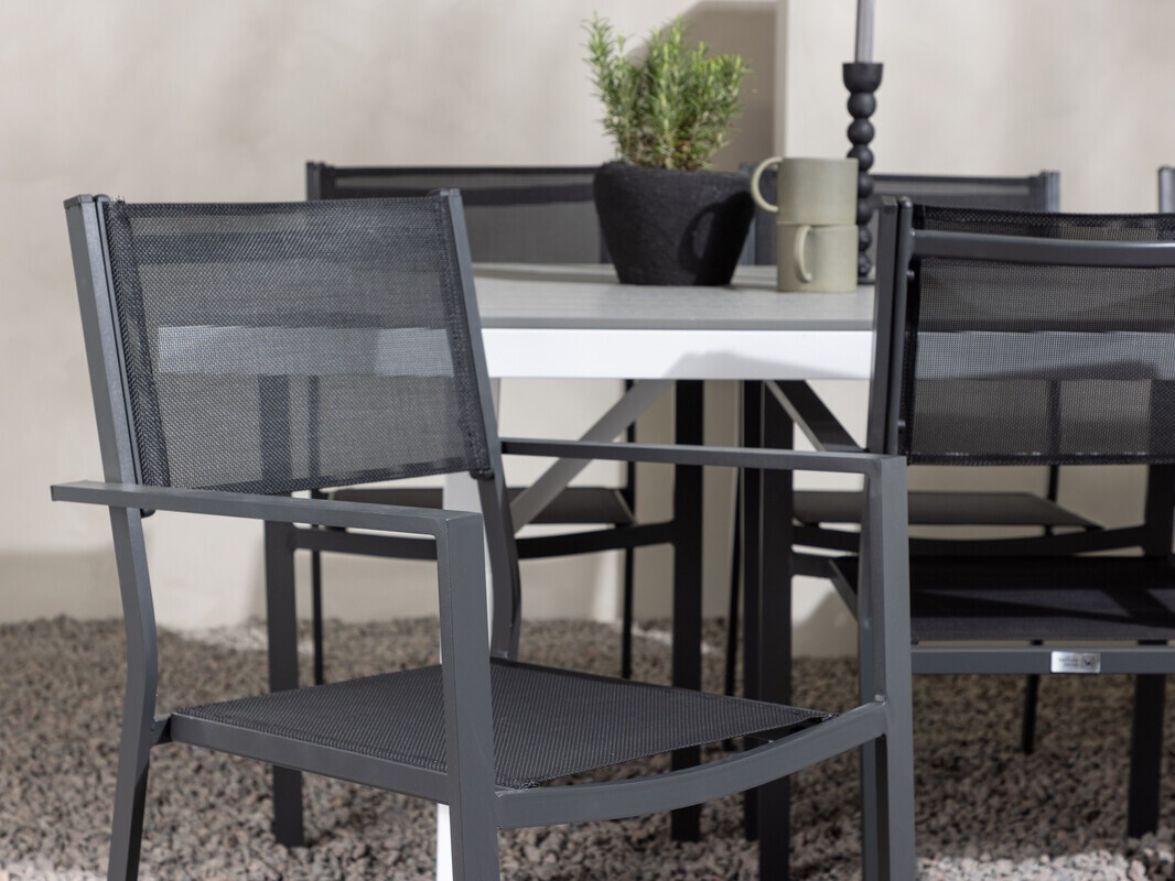 Ensemble table et chaises Dallas 4037 (Gris + Blanc)