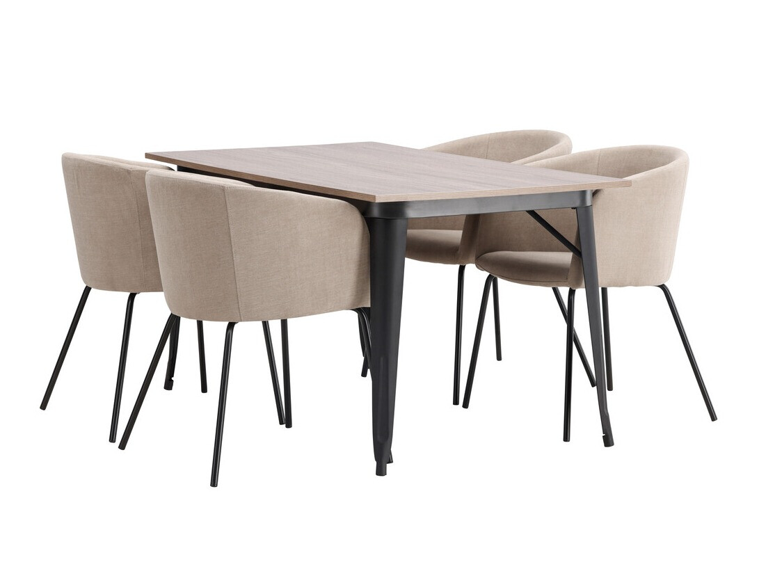 Salle à manger complète Dallas 4044 (Beige + Noir)
