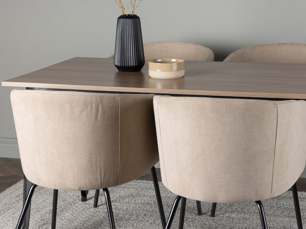 Salle à manger complète Dallas 4044 (Beige + Noir)