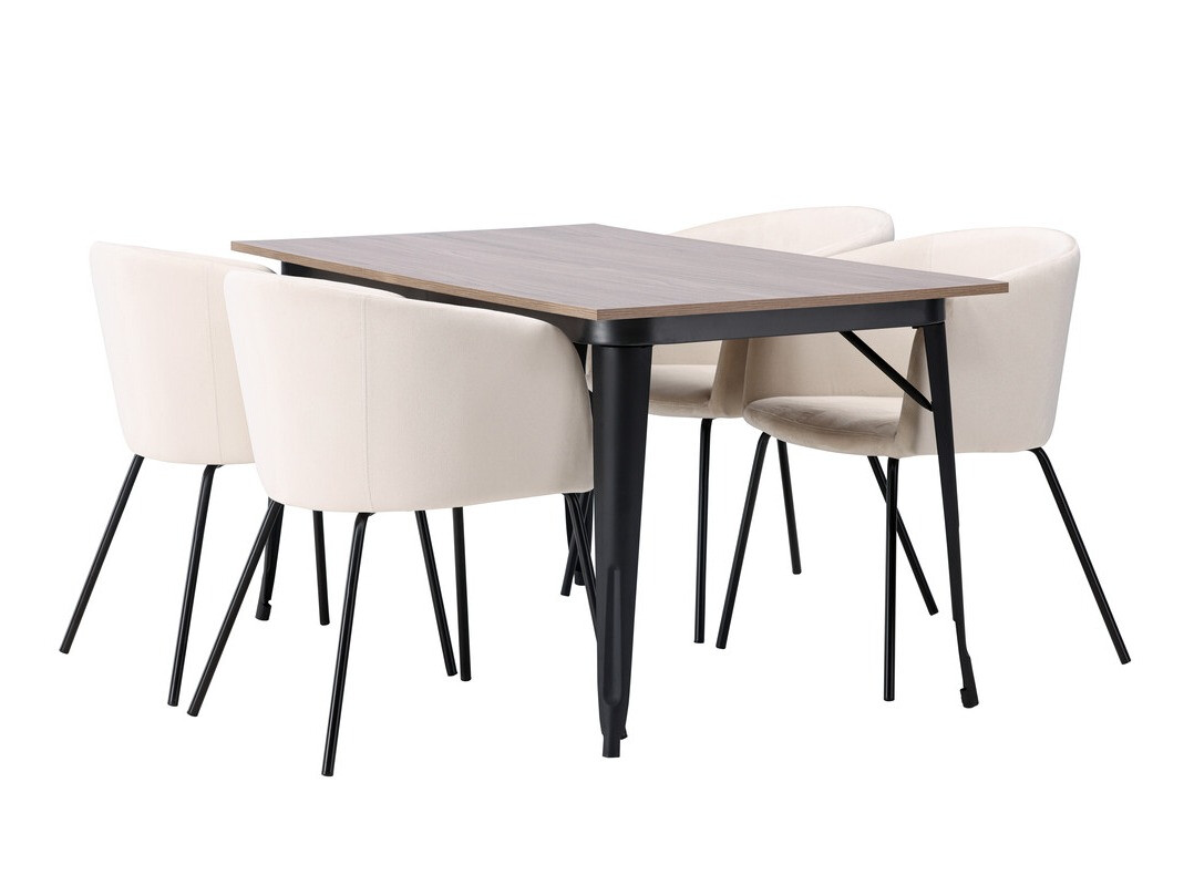 Salle à manger complète Dallas 4044 (Crème + Noir)