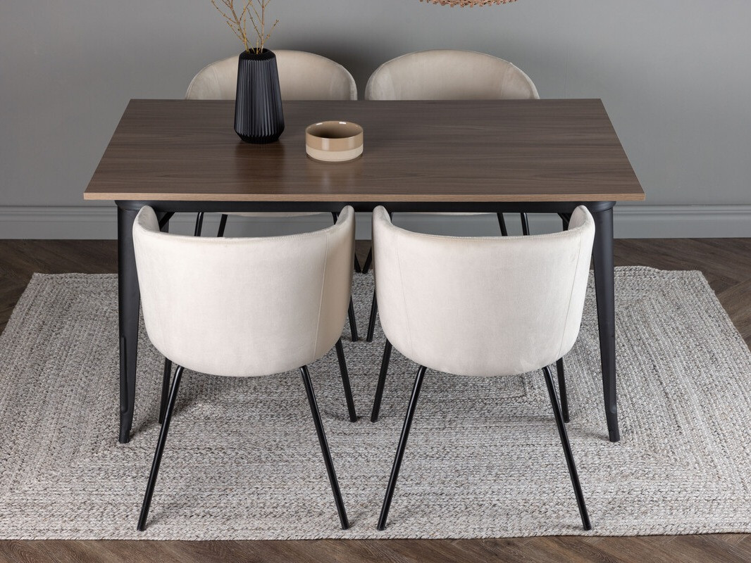 Salle à manger complète Dallas 4044 (Crème + Noir)