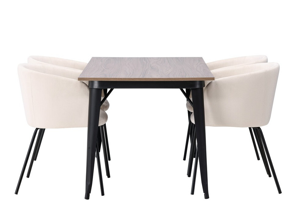 Salle à manger complète Dallas 4044 (Crème + Noir)