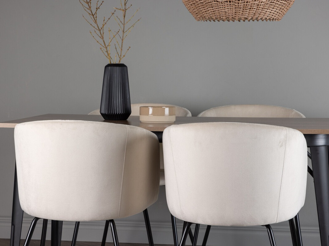 Salle à manger complète Dallas 4044 (Crème + Noir)