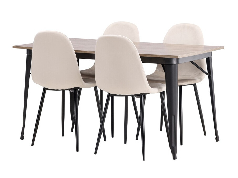 Salle à manger complète Dallas 4046 (Beige + Noir)