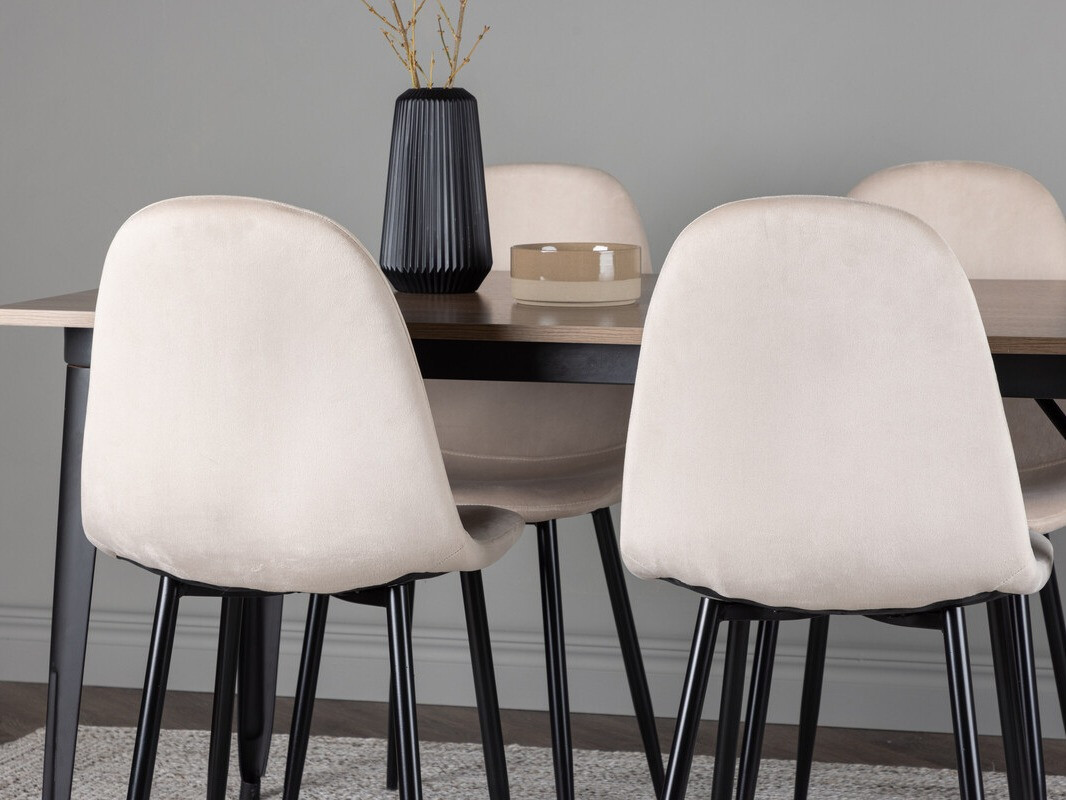 Salle à manger complète Dallas 4046 (Beige + Noir)