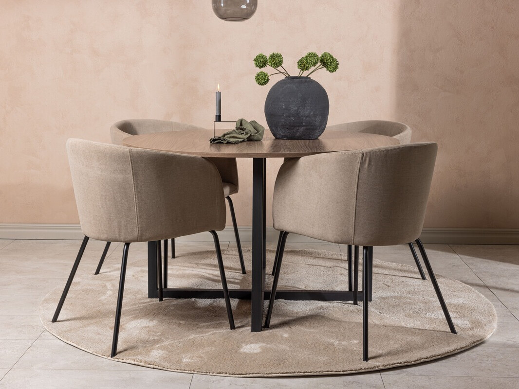 Salle à manger complète Dallas 4052 (Beige + Noir)