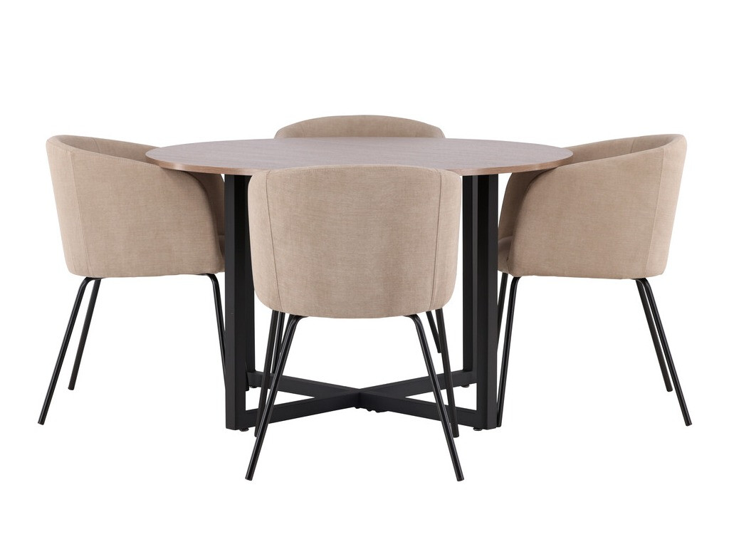 Salle à manger complète Dallas 4052 (Beige + Noir)