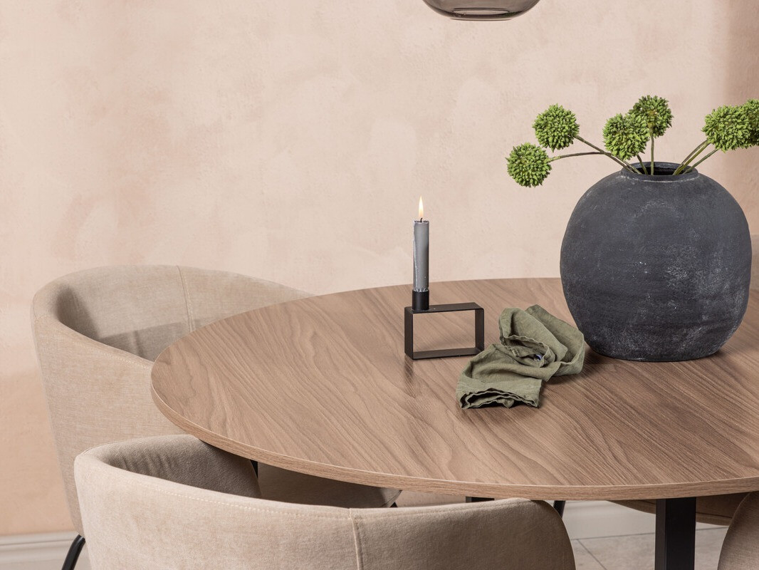 Salle à manger complète Dallas 4052 (Beige + Noir)