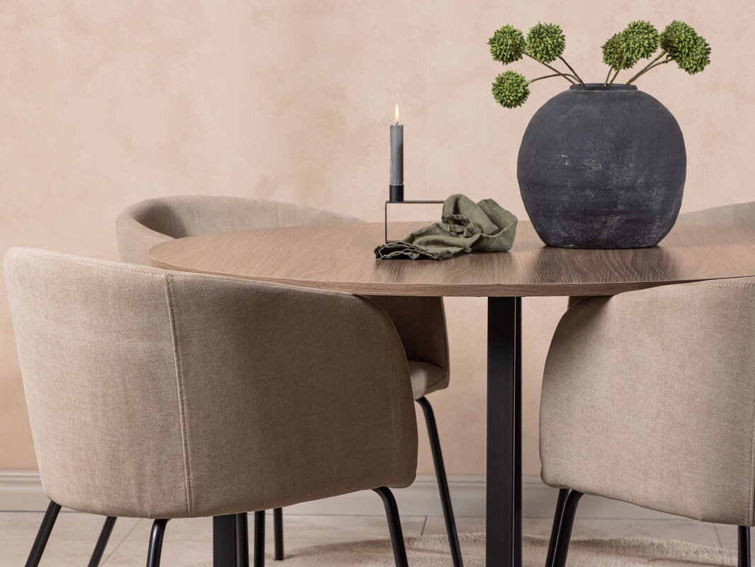 Salle à manger complète Dallas 4052 (Beige + Noir)
