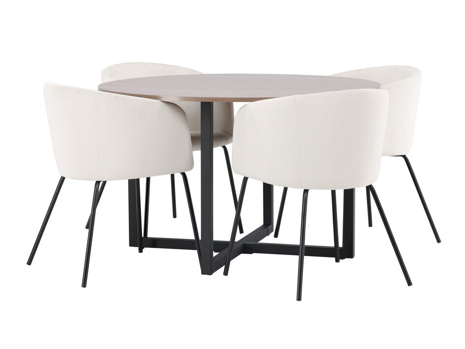Salle à manger complète Dallas 4052 (Crème + Noir)
