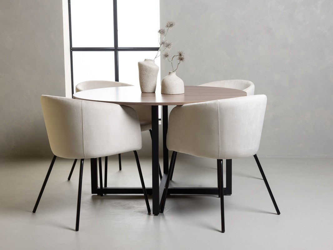 Salle à manger complète Dallas 4052 (Crème + Noir)
