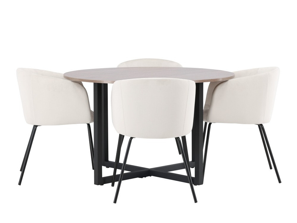 Salle à manger complète Dallas 4052 (Crème + Noir)