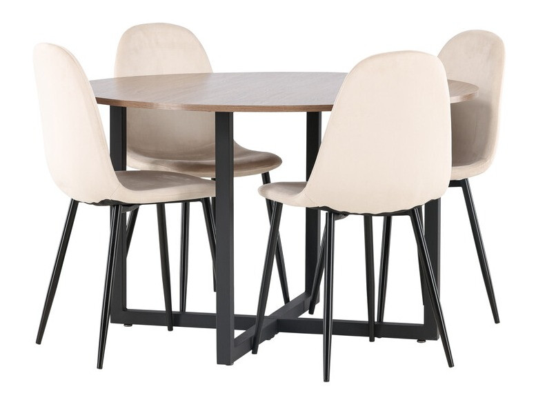 Salle à manger complète Dallas 4054 (Beige + Noir)