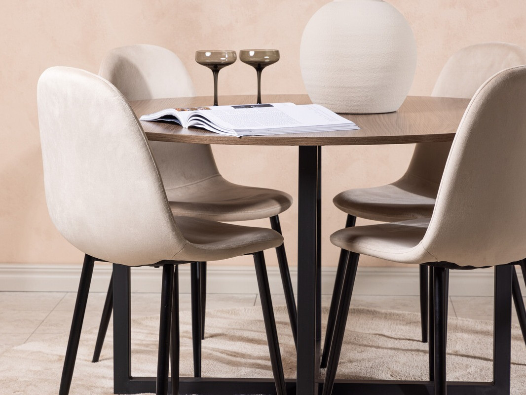Salle à manger complète Dallas 4054 (Beige + Noir)