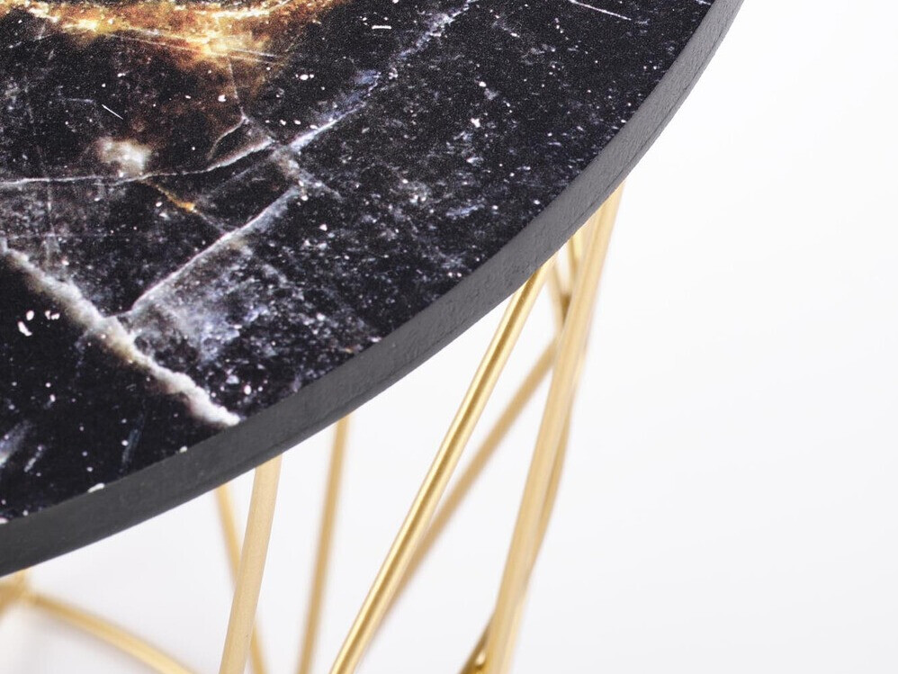 Table basse Houston 1454 (Doré + Marbre noir)