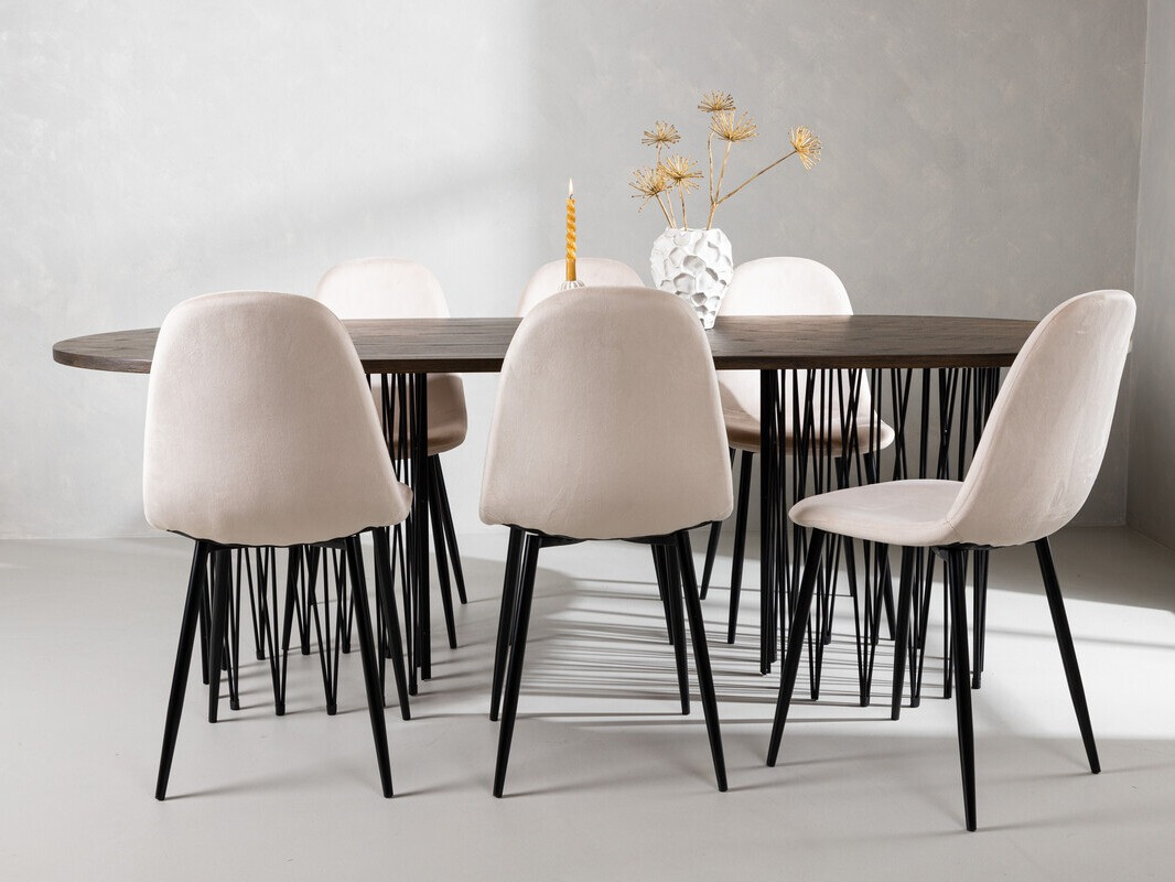 Salle à manger complète Dallas 4062 (Beige + Noir)