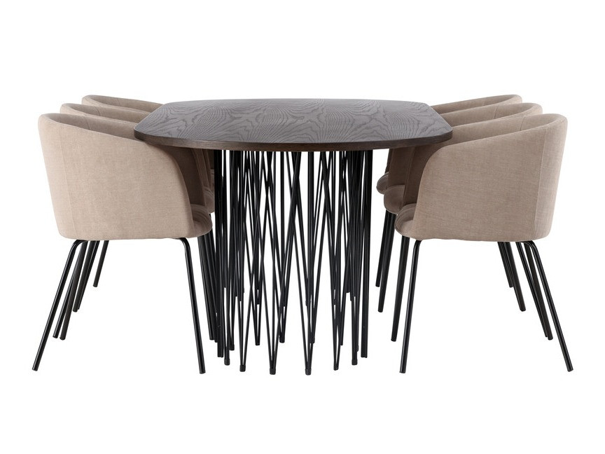 Salle à manger complète Dallas 4063 (Beige + Noir)