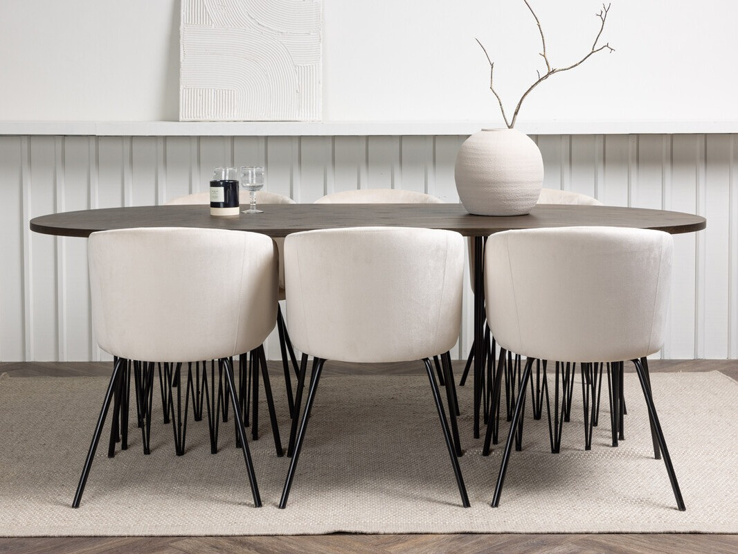 Salle à manger complète Dallas 4063 (Crème + Noir)