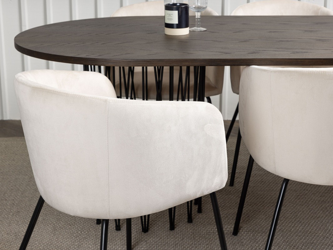 Salle à manger complète Dallas 4063 (Crème + Noir)